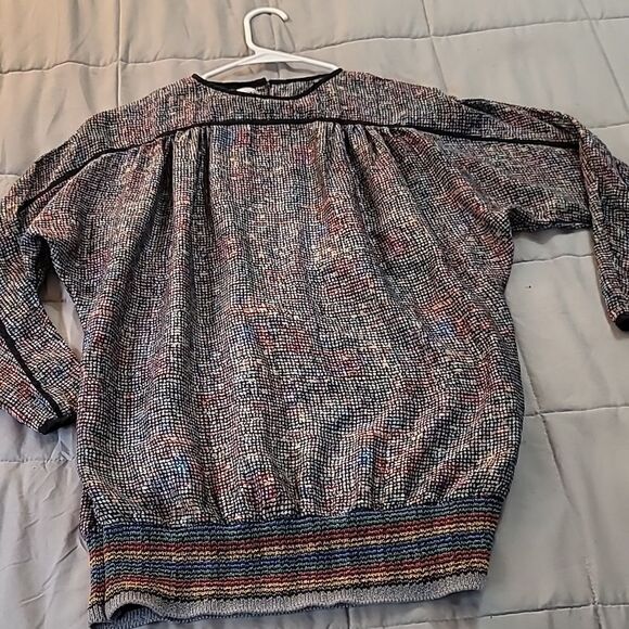 Vintage Umi Collections by Anne Grimm's long Sleeve multi colored top 100% Silk - Picture 5 of 9